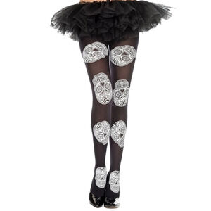 Music Legs Sugar Skull Dia De Los Muertos Tights
